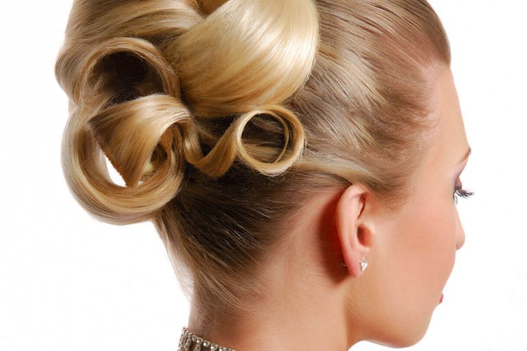 beauty wedding hairstyle rear view isolated on white